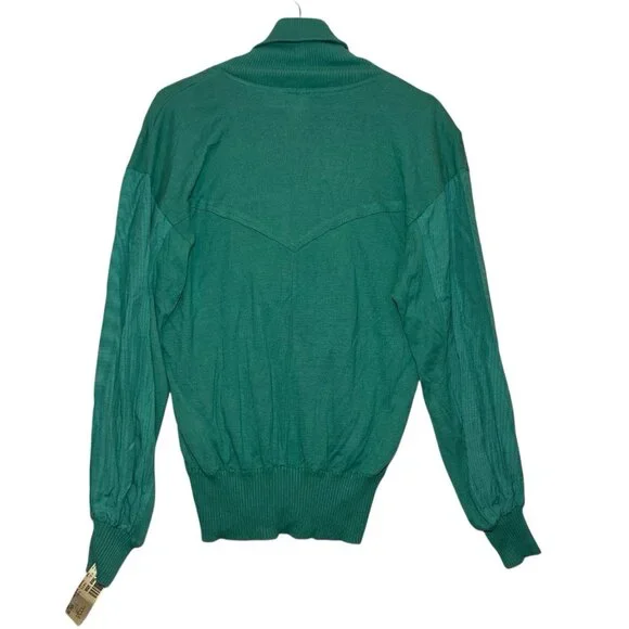 Vintage Marc D’alcy Sweater 80s Women’s Embroidery Embellished Size Small Green - Picture 2 of 12